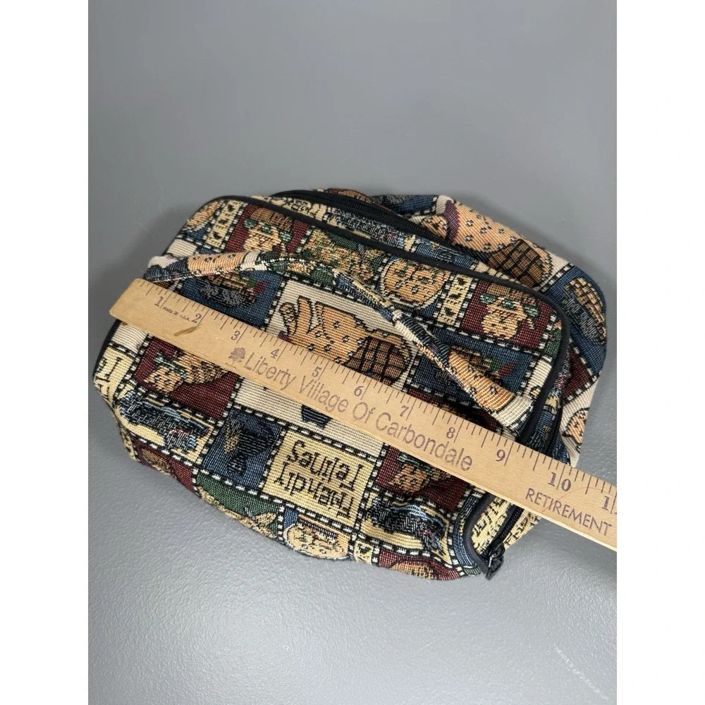 Vintage Friendly Felines Cats Tapestry Makeup Cosmetic Travel Bag Mirror Totes